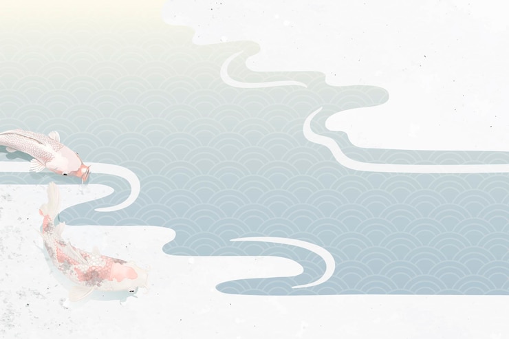 Free Vector vintage koi fish decorated background