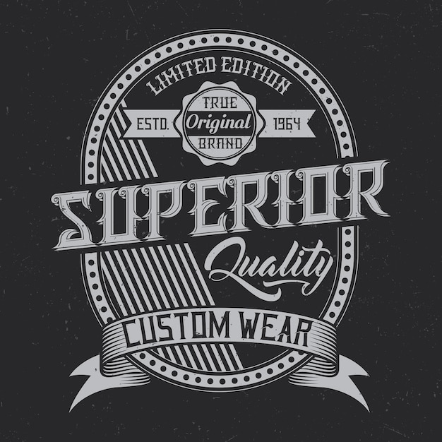 Free vector vintage label design with lettering composition on dark background