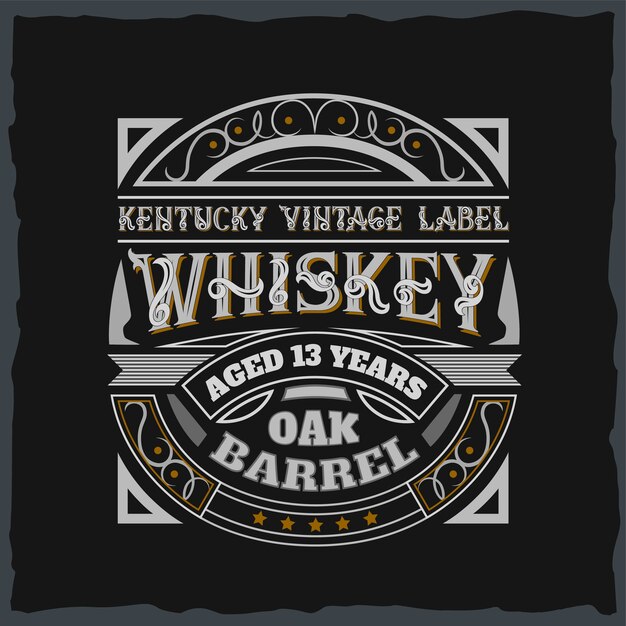 Vintage label design with lettering composition on dark