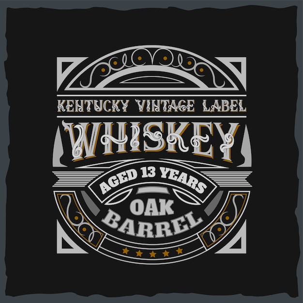 Vintage label design with lettering composition on dark