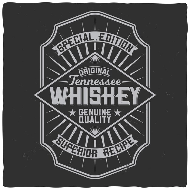 Vintage label design with lettering composition on dark