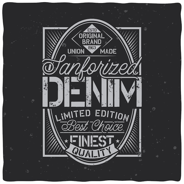 Vintage label design with lettering composition on dark