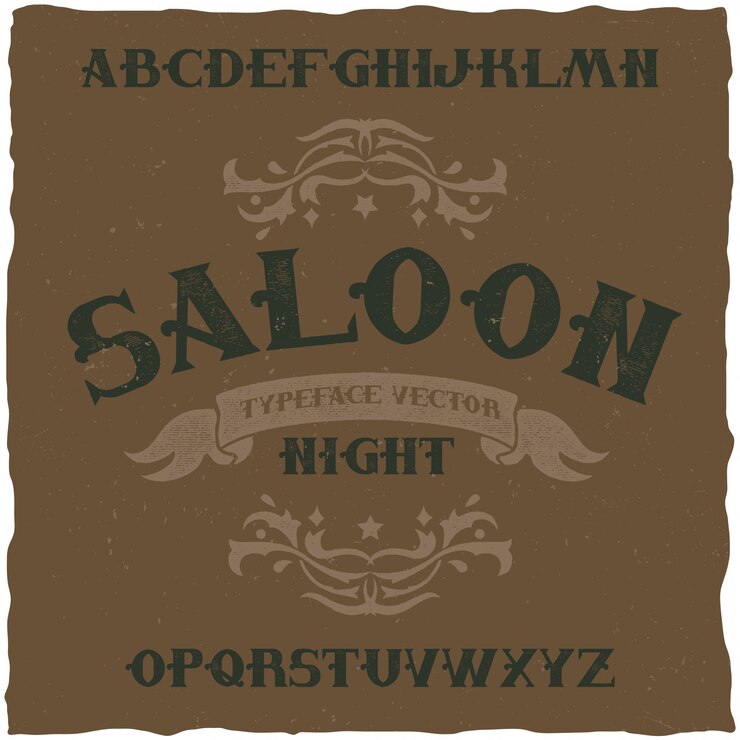 Free Vector vintage label font name saloon night. good to use in any retro style labels.
