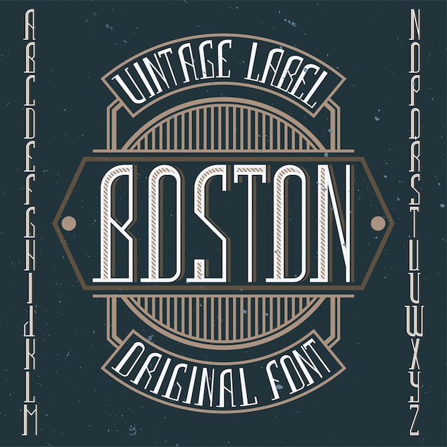 무료 벡터 보스턴이라는 빈티지 라벨 글꼴. 모든 창의적인 라벨에 사용하기 좋습니다.