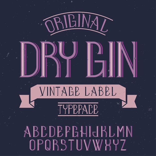 Vettore gratuito carattere di etichetta vintage denominato dry gin.