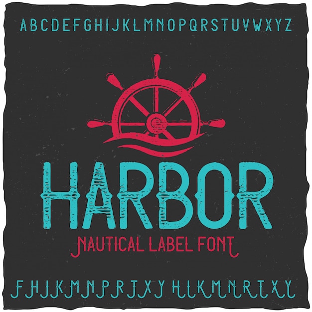 Бесплатное векторное изображение Винтажный шрифт этикетки с именем harbour. подходит для любых творческих этикеток.