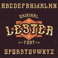 Бесплатное векторное изображение Шрифт старинных этикеток по имени лестер.