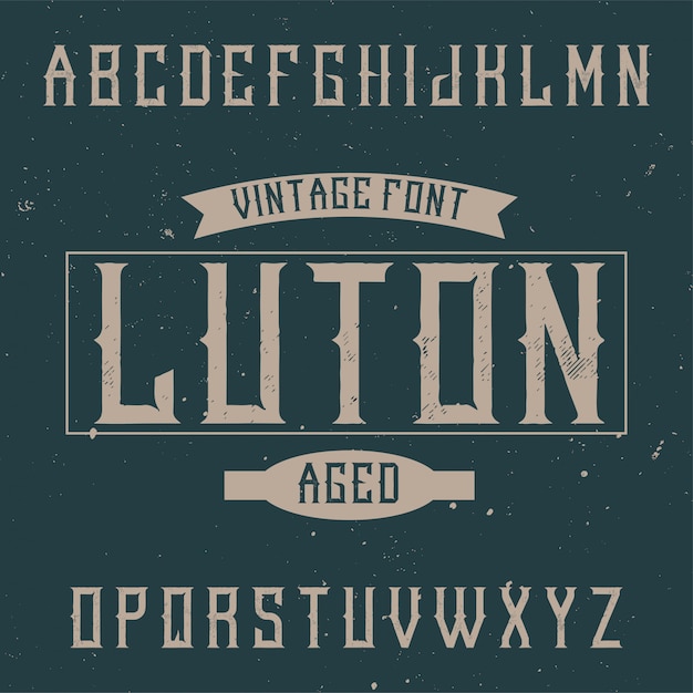 Vettore gratuito carattere di etichetta vintage denominato luton. buono da usare in qualsiasi etichetta creativa.