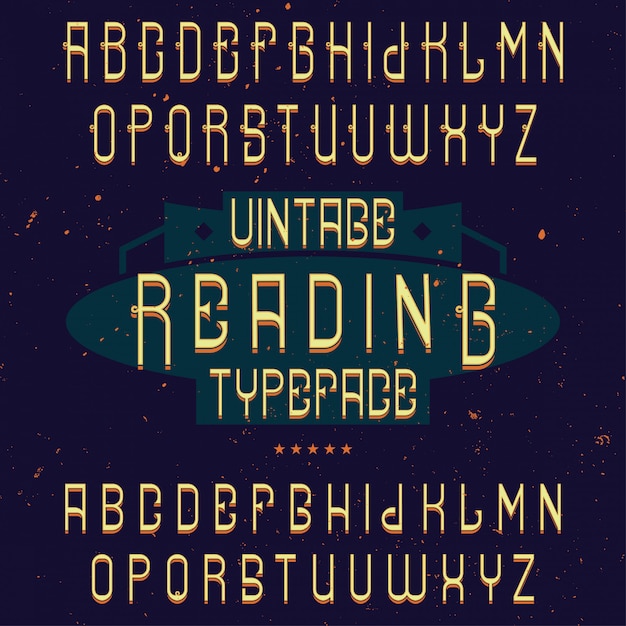 Vintage label font named reading. good to use in any creative labels.