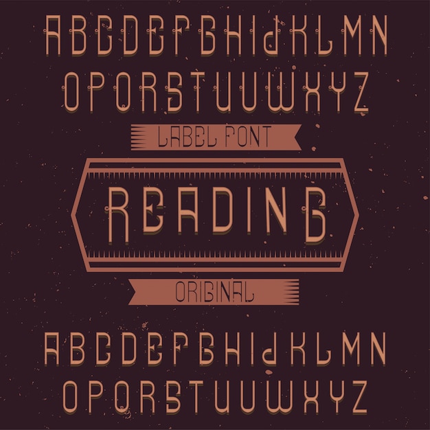 Free vector vintage label font named reading. good to use in any creative labels.