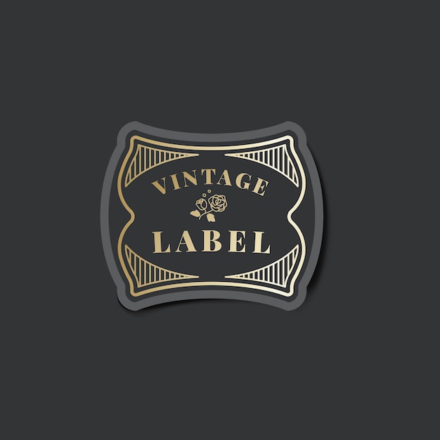 Free vector vintage label sticker decorated with roses vector