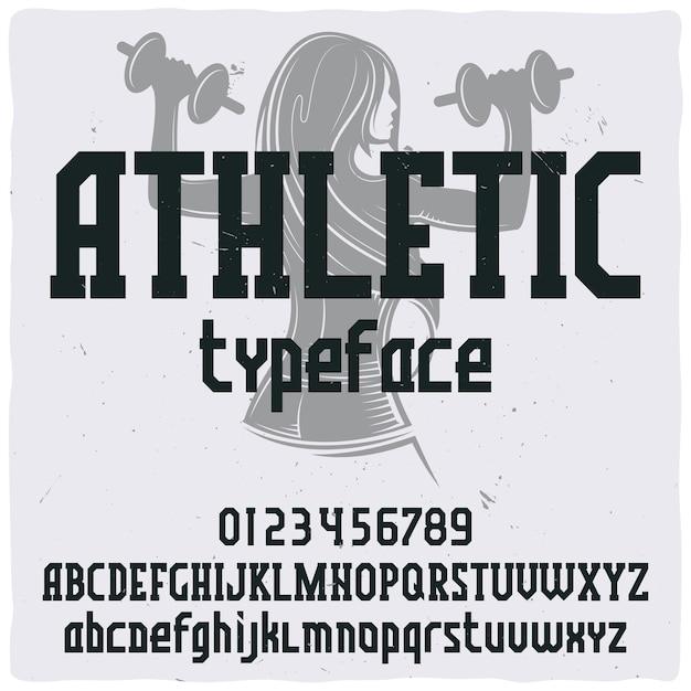 Винтажный шрифт этикетки с названием "Athletic".