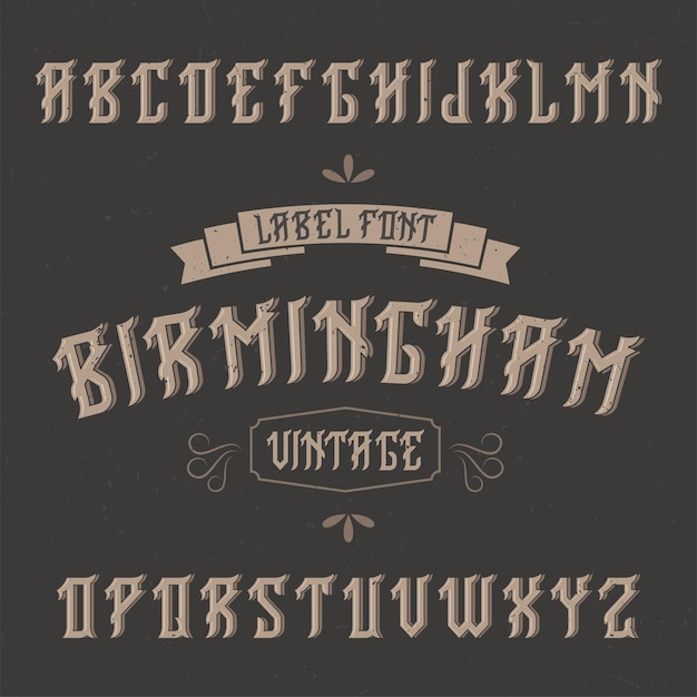 Carattere tipografico etichetta vintage denominato birmingham.