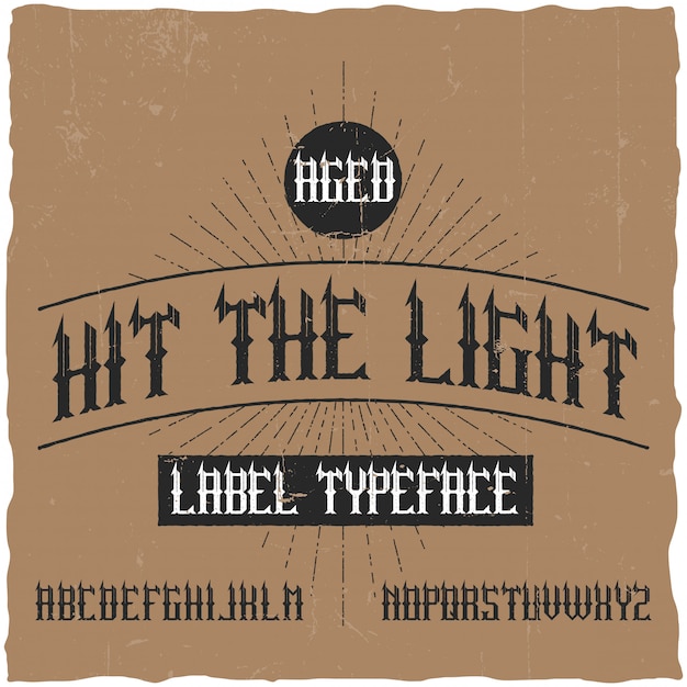 Vettore gratuito carattere tipografico di etichetta vintage denominato hit the light. buon carattere da utilizzare in qualsiasi etichetta o logo vintage.