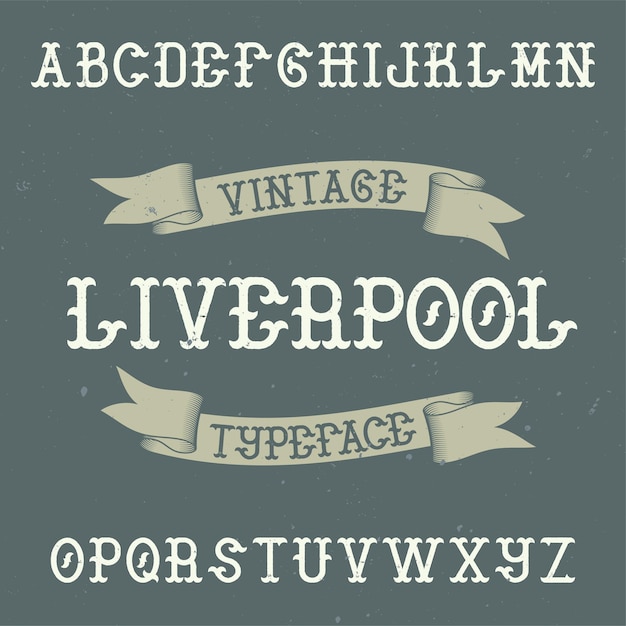 Винтажный шрифт этикетки с названием Ливерпуль.