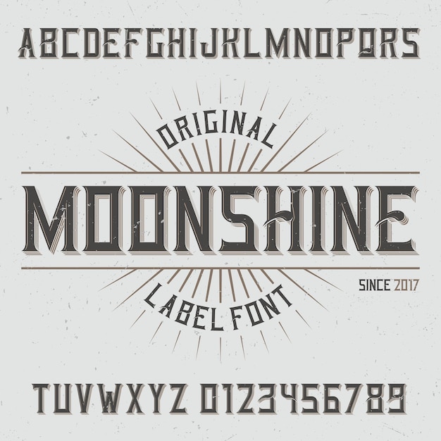 Винтажный шрифт для лейбла под названием moonshine