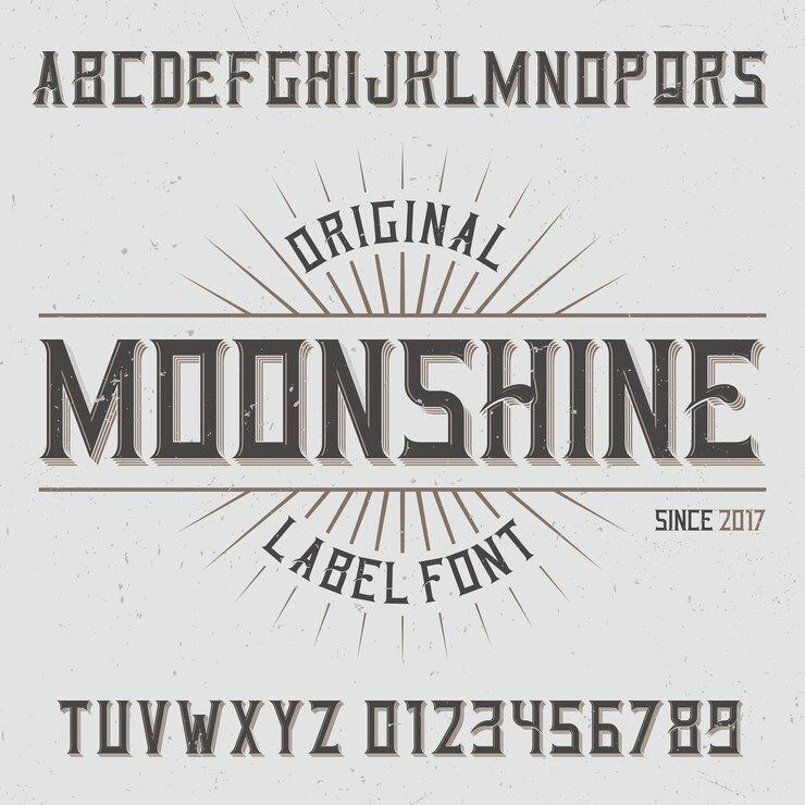 Free Vector vintage label typeface named moonshine