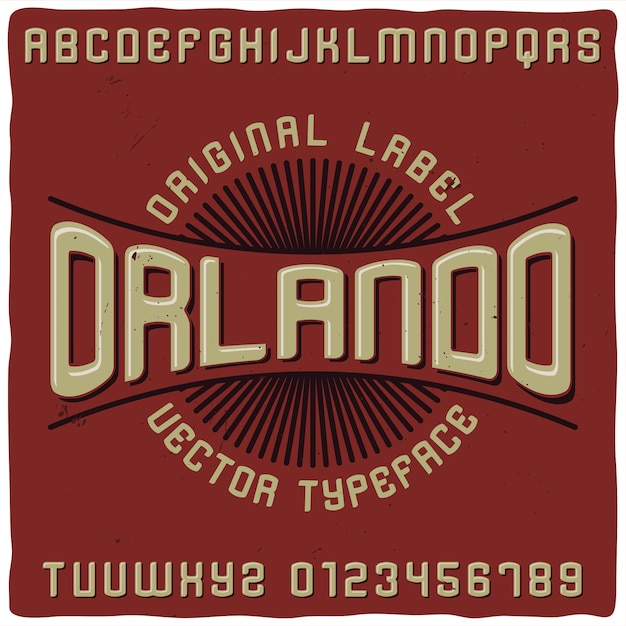 Vintage label typeface named 