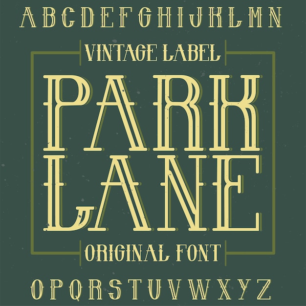 Vettore gratuito carattere tipografico di etichetta vintage denominato park lane.