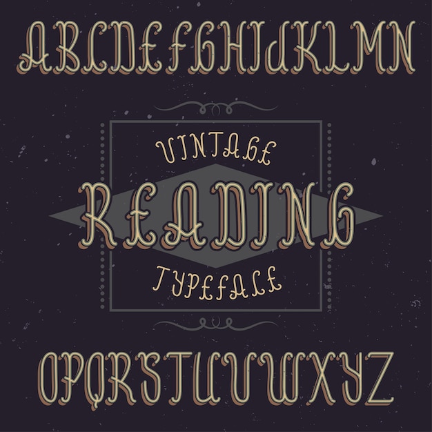 読書という名前のヴィンテージラベル書体。
