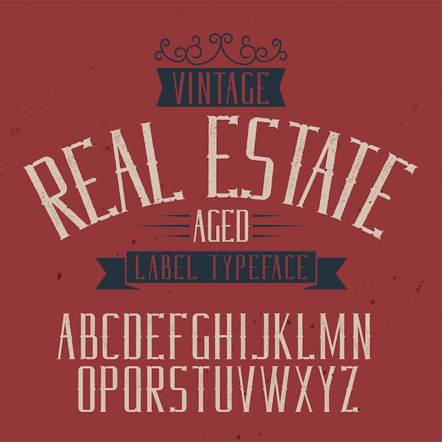 Vettore gratuito carattere tipografico di etichetta vintage denominato real estate.