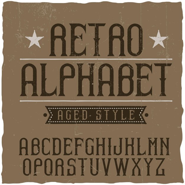Винтажная этикетка с гарнитуром под названием Retro Alphabet.