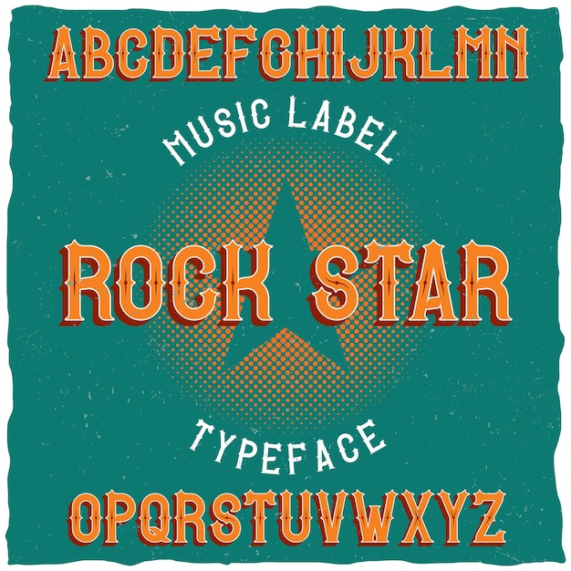 Винтажный шрифт для лейбла под названием Rock Star.