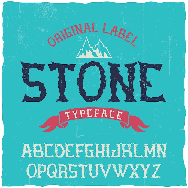 無料ベクター stoneという名前のビンテージラベル書体。ヴィンテージのラベルやロゴに使用するのに適したフォント。