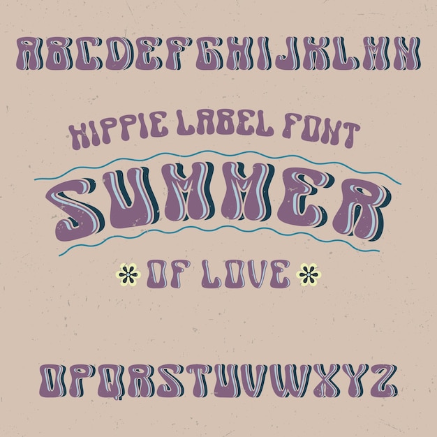 Бесплатное векторное изображение Винтажный шрифт для лейбла под названием summer