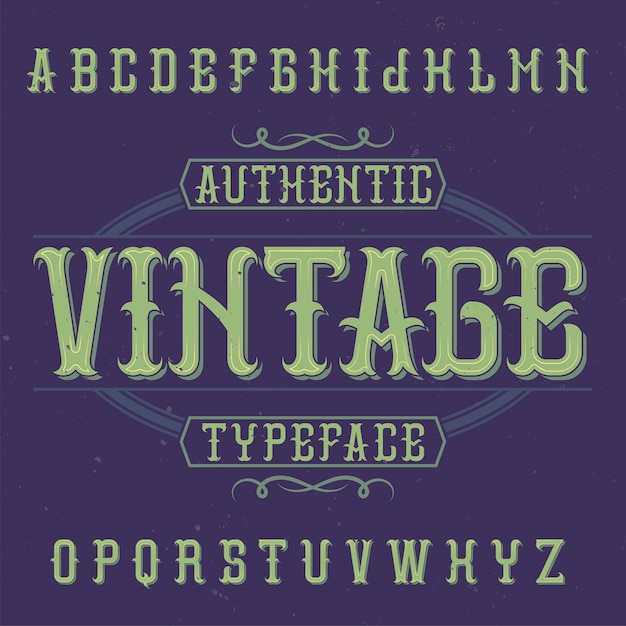 Винтажный шрифт этикетки с названием Vintage.