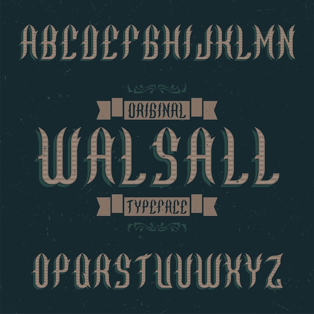 Vettore gratuito carattere tipografico etichetta vintage denominato walsall.