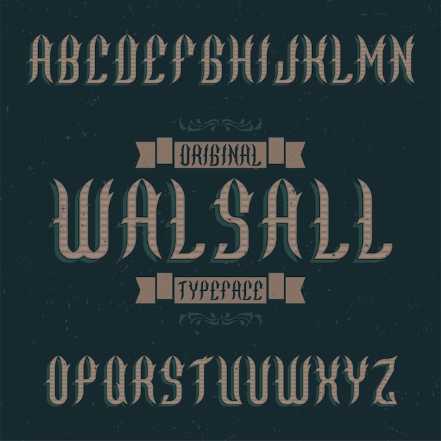 無料ベクター walsallという名前のビンテージラベル書体。