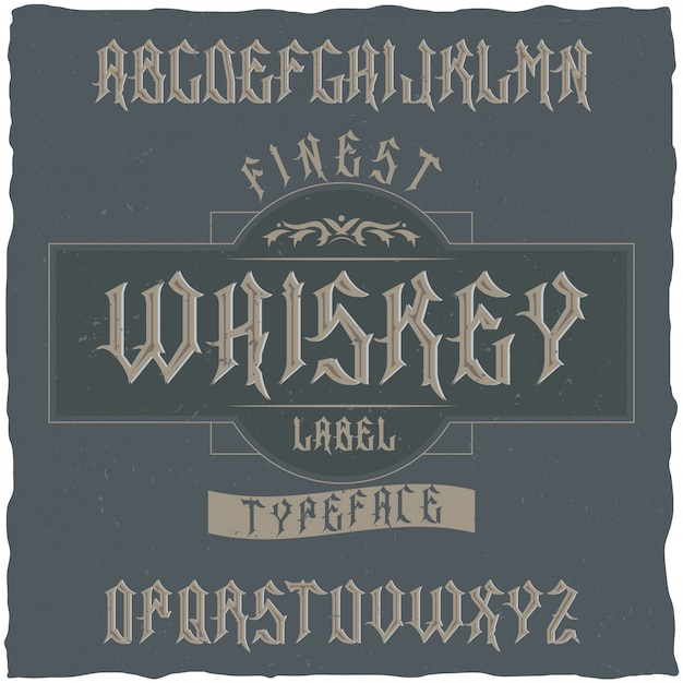 Vettore gratuito carattere tipografico etichetta vintage denominato whisky. buon carattere da utilizzare in qualsiasi etichetta o logo vintage.