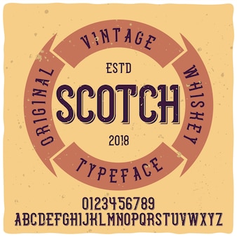 Carattere tipografico etichetta vintage denominato whisky. buon carattere artigianale.