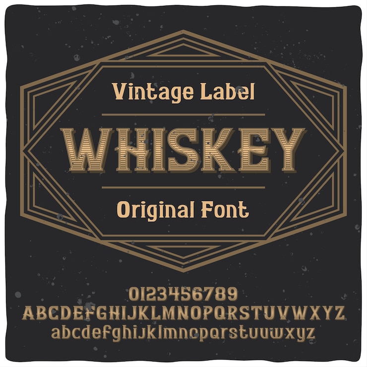Free Vector vintage label typeface named whiskey. good handcrafted font.