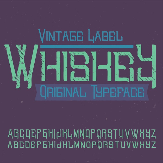 Vettore gratuito carattere tipografico etichetta vintage denominato whisky.