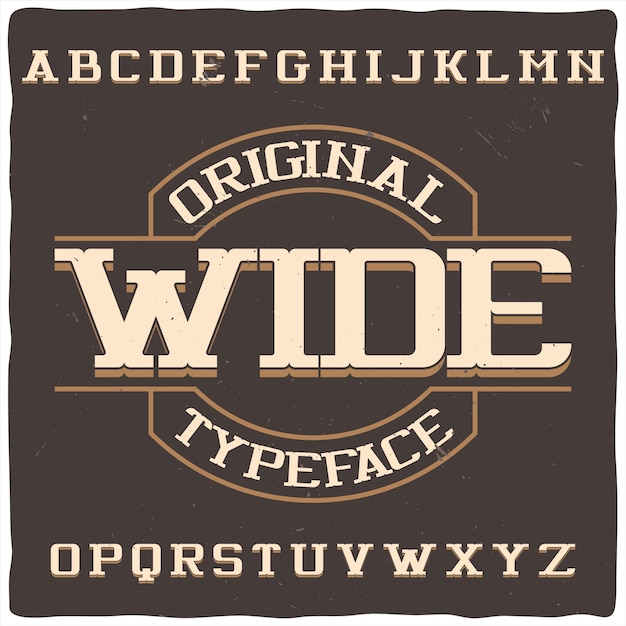 Бесплатное векторное изображение Винтажный шрифт этикетки с названием «wide».