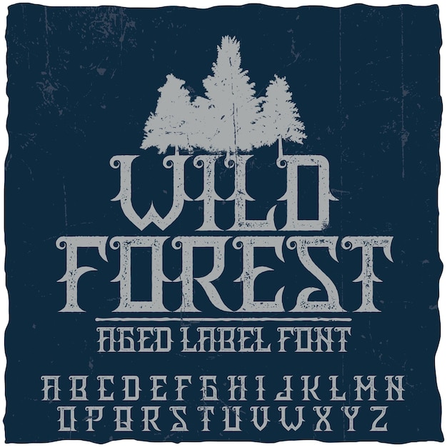 Carattere tipografico etichetta vintage denominato wild forest