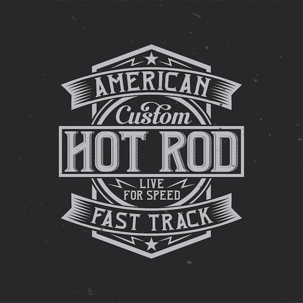 Free vector vintage label with lettering composition on dark background.