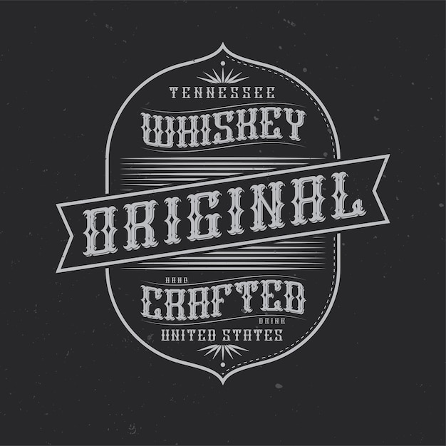 Free vector vintage label with lettering composition on dark background.