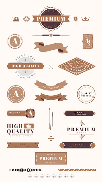 Free vector vintage labels, badges and ribbons