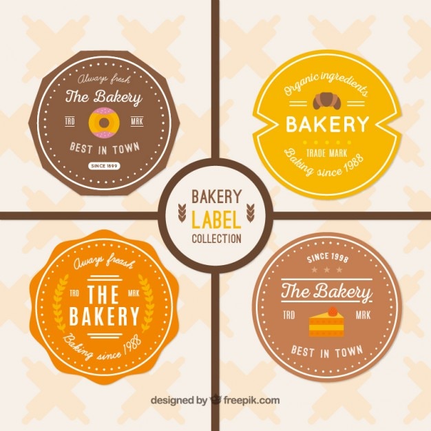 Free vector vintage labels of bakery