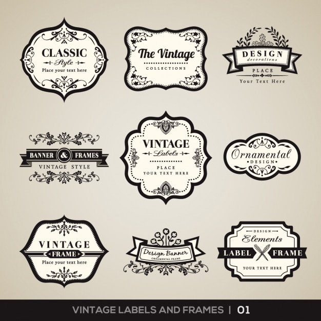 Vintage labels and frames collection