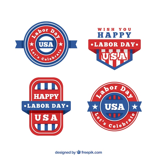 Free vector vintage labor day labels collection