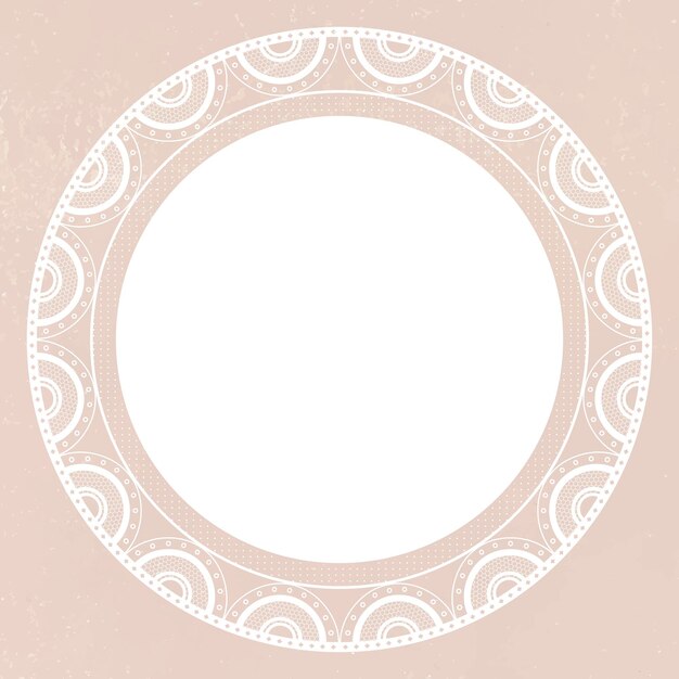 Винтажная рамка кружева, форма круга на бежевом фоне вектор