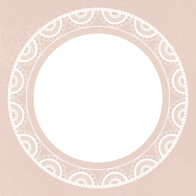Vintage lace frame, circle shape on beige background vector