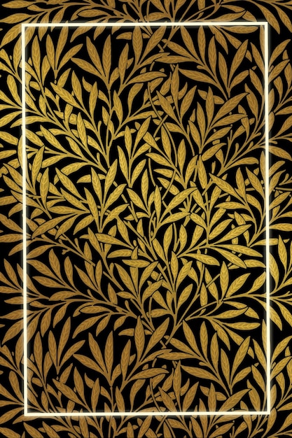 Vintage leaf frame pattern vector remix from artwork by william morris