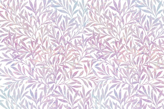 William Morris의 작품에서 빈티지 잎 홀로그램 패턴 리믹스