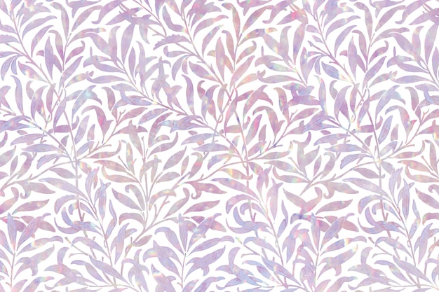 Free vector vintage leaf holographic vector pattern  remix from artwork by william morris