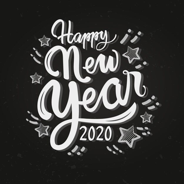 Free vector vintage lettering happy new year 2020